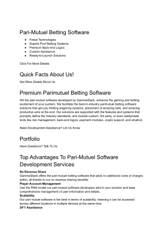 Parimutuel Betting Software | GammaStack