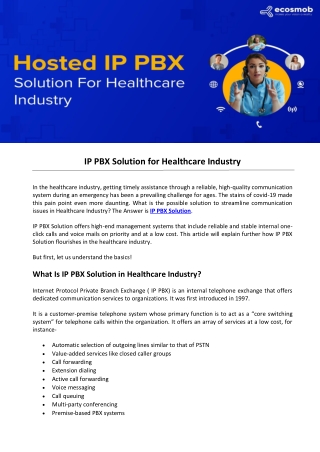 IP PBX Solution for Healthcare Industry