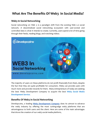What Are The Benefits Of Web3  In Social Media