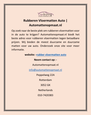 Rubberen Vloermatten Auto | Automattenopmaat.nl