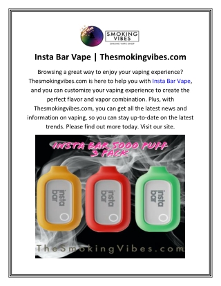 Insta Bar Vape  Thesmokingvibes.com