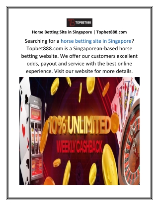 Horse Betting Site in Singapore  Topbet888