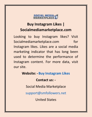 Buy Instagram Likes | Socialmediamarketplace.com