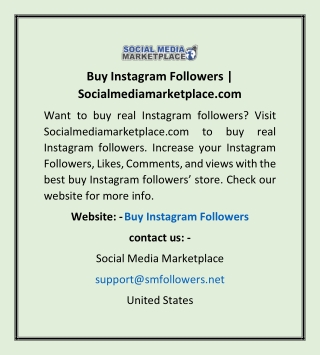 Buy Instagram Followers | Socialmediamarketplace.com