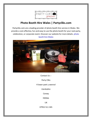 Photo Booth Hire Wales  Partycliks.com