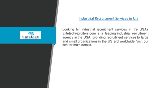 Industrial Recruitment Services in Usa | Elitetechrecruiters.com