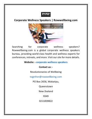 Corporate Wellness Speakers | Rowwellbeing.com