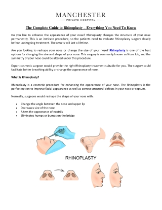 The Complete Guide to Rhinoplasty – Everything You Need To Know