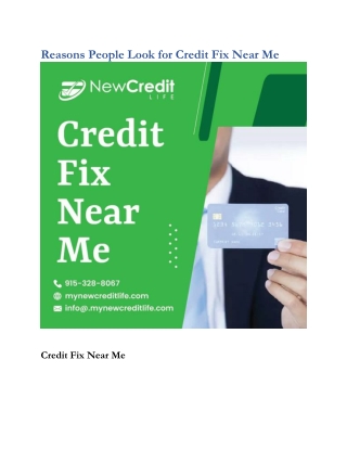 Reasons People Look for Credit Fix Near Me