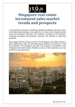 Singapore real estate investment sales market trends and prospects