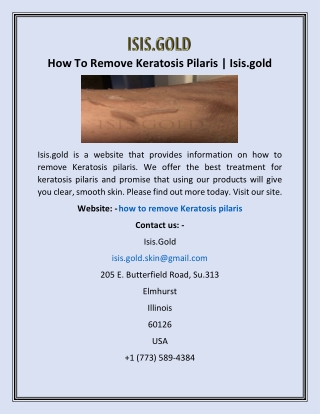 How To Remove Keratosis Pilaris | Isis.gold