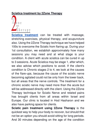 Sciatica treatment by 2Zone Therapy