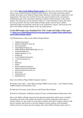 Intra Aortic Balloon Pumps Market