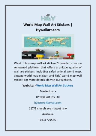 World Map Wall Art Stickers | Hywallart.com