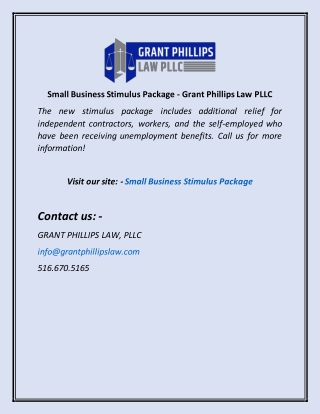 Small Business Stimulus Package Grant Phillips Law PLLC