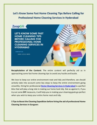 Home Cleaning Services in Hyderbad