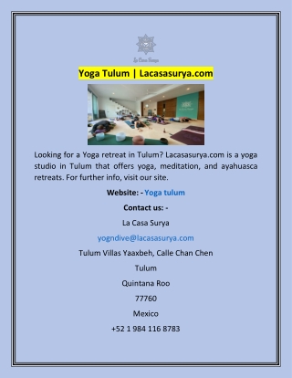 Yoga Tulum | Lacasasurya.com