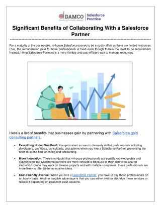 Significant Benefits of Collaborating With a Salesforce Partner