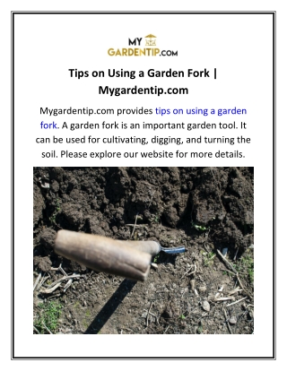 Tips on Using a Garden Fork  Mygardentip.com