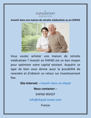 Investir dans une maison de retraite médicalisée ou en EHPAD