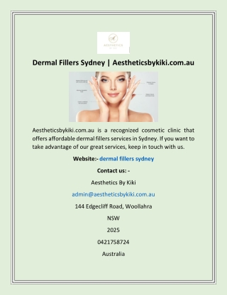 Dermal Fillers Sydney | Aestheticsbykiki.com.au