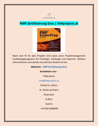 PMP Zertifizierung Graz | Fit4projects.at