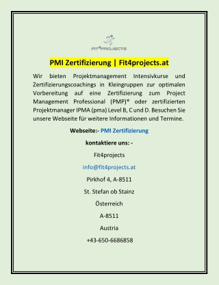 PMI Zertifizierung | Fit4projects.at