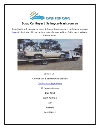 Scrap Car Buyer  Sellmycar4cash.com.au