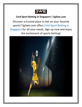 Cmd Sport Betting in Singapore  Sg3we.com