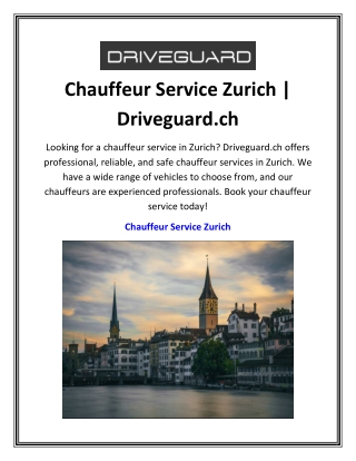 Chauffeur Service Zurich