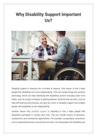 Why Disability Support Important Us