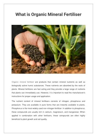 What is Organic Mineral Fertiliser (3)