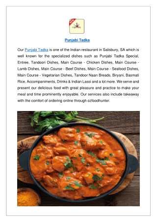 Get 15% off - Punjabi Tadka Restaurant Salisbury