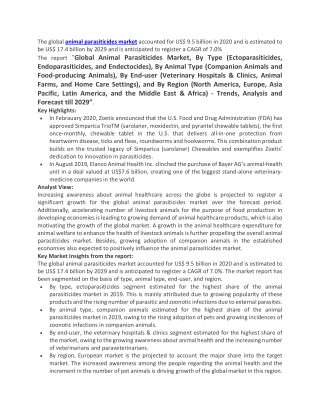 animal parasiticides market