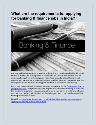 What are the requirements for applying for banking