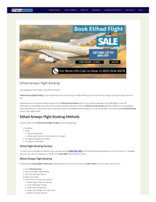 Etihad Airways Flight Booking