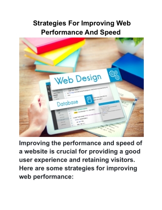Strategies For Improving Web Performance And Speed