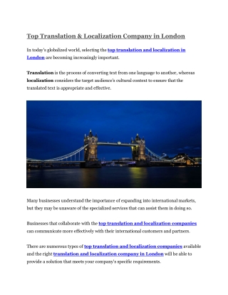 Top Translation & Localization Company in London