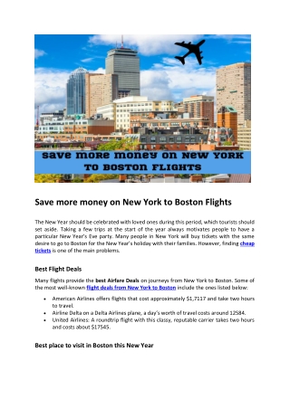 Save more money on New York to Boston flights