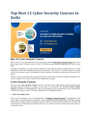 Top Best 12 Cyber Security Courses in 2023