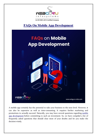 FAQs On Mobile App Development