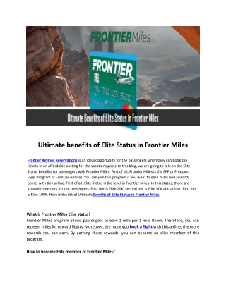 Ultimate benefits of Elite Status in frontier miles edited