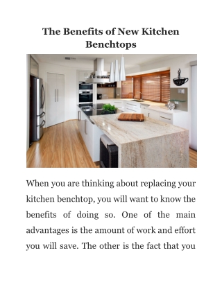 The Benefits of New Kitchen Benchtops