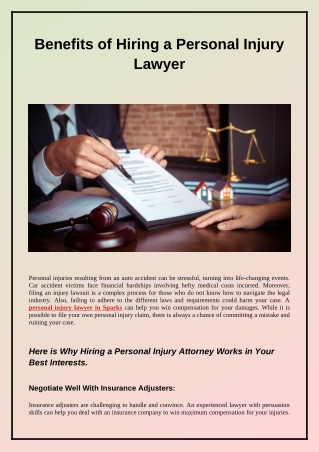 Benefits of Hiring a Personal Injury Lawyer