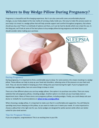 Where to Buy Wedge Pillow During Pregnancy