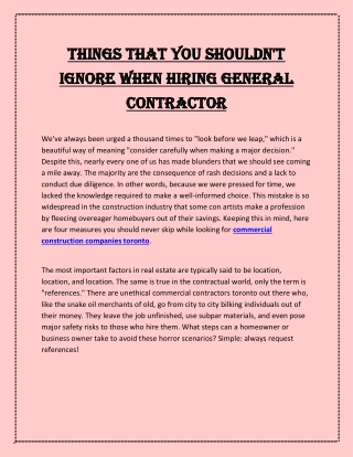 Things That You Shouldn't Ignore When Hiring General Contractor