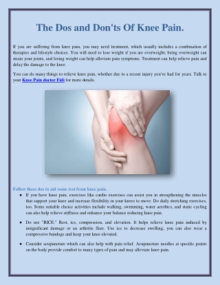 The Dos and Don'ts Of Knee Pain.