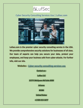 Cyber Security Consulting Services Usa | Lufsec.com