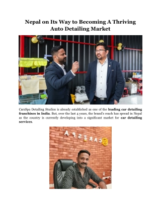 Nepal on Its Way to Becoming A Thriving Auto Detailing Market