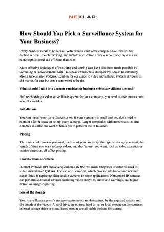 How Should You Pick a Surveillance System for Your Business